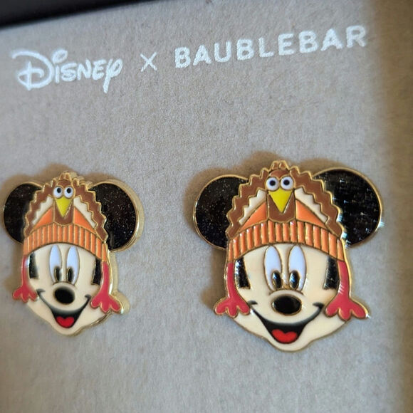 Disney x Baublebar Mickey Mouse Thanksgiving Turkey Hat Fun Earrings Studs - Picture 2 of 5